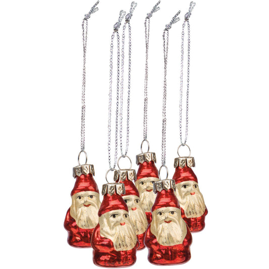 Glass Santa Mini Ornament Set