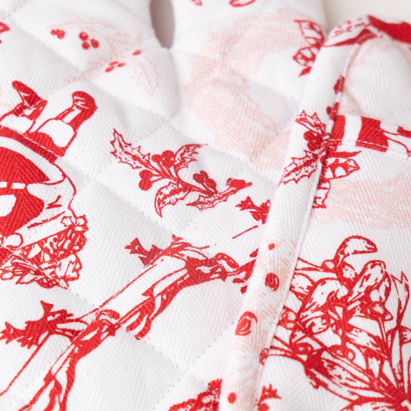 Santa Toile Oven Mitt Set